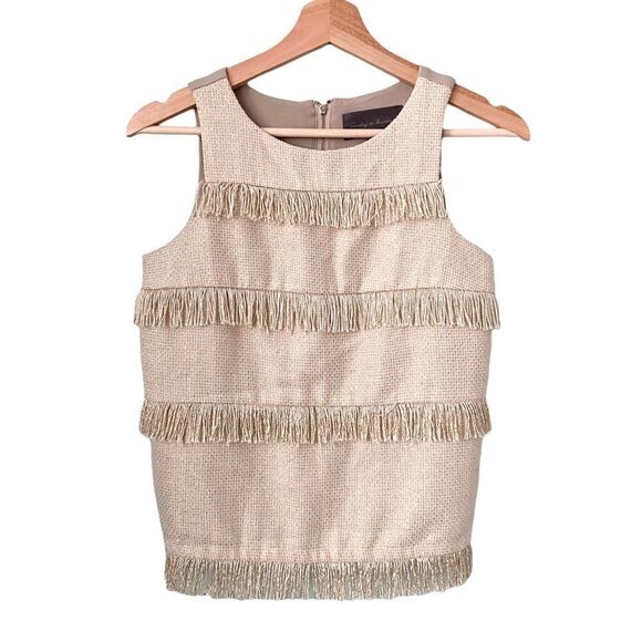 Anthropologie Sunday in Brooklyn Metallic Fringe Tank Top Blouse Size XS - Picture 3 of 11